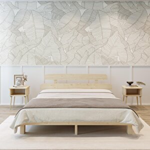 Lotus New Model Doğal Ahşap Karyola Ve İki Komodin Set 140x190 cm