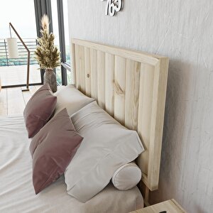 Hüma Model Vernikli Çam Ahşap Karyola Ve İki Komodin Set ( Dikey ) 100x200 cm