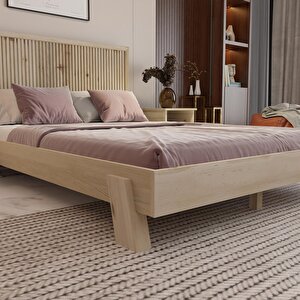 Alaz Model Vernikli Çam Ahşap Karyola Ve İki Komodin Set ( Dikey )