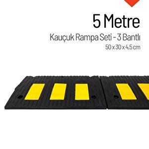 Kauçuk Rampa Set, Otopark Rampası, Kaldırım Rampası 50x30x4,5 Cm - 3 Bantlı - 5 Metre