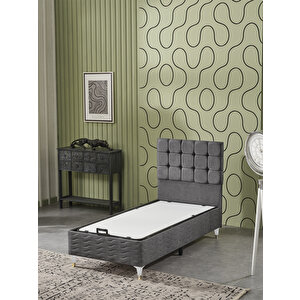 Bengü 90x190 Tek Kişilik (BAZA BAŞLIK YATAK) 3 Lü Set (Jery Antrasit)
