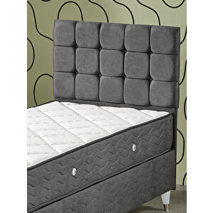 Bengü 90x190 Tek Kişilik (BAZA BAŞLIK YATAK) 3 Lü Set (Jery Antrasit)