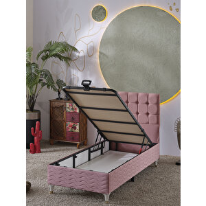 120x200 Bengü Yatak Baza Başlık Set Pembe
