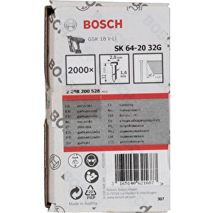 Bosch Başsız Çivi 32mm Galvenizli 2000 Adet