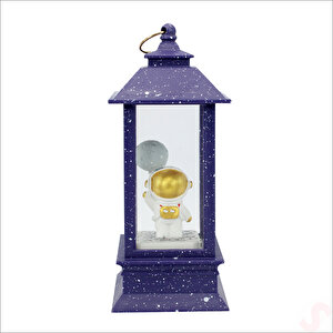 Uçuşan Simli,12,5cm X 5cm Led Işıklı Astronot Fener Küre - A