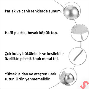 Çubuklu Süsleme Topu, 2cm X 10 Adet - Mavi
