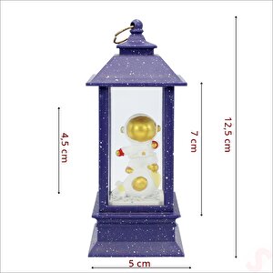 Uçuşan Simli,12,5cm X 5cm Led Işıklı Astronot Fener Küre - D