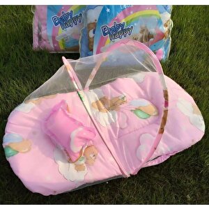 Katlanabilir Bebek Cibinlik Sineklik Seti, 92 Cm - Pembe
