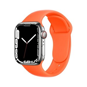 Apple Watch Uyumlu8 45 Mm Silikon Kordon Kayış - Turuncu