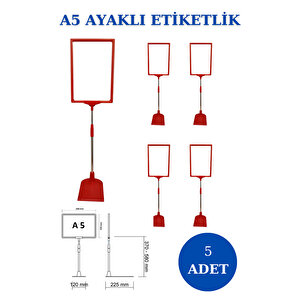 5 Adet Kırmızı A5 Ayaklı Fiyat Etiketi Sepet Etiketi Çerçeveli Fiyat Etiketi Eşek Askılık Etiketi215 Düz