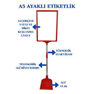 5 Adet Kırmızı A5 Ayaklı Fiyat Etiketi Sepet Etiketi Çerçeveli Fiyat Etiketi Eşek Askılık Etiketi215 Düz