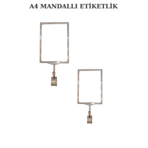 2 Adet Şeffaf A4 Mandallı Fiyat Etiketi Sepet Etiketi Çerçeveli Fiyat Etiketi Eşek Askılık Etiketi Şeffaf