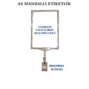 2 Adet Şeffaf A4 Mandallı Fiyat Etiketi Sepet Etiketi Çerçeveli Fiyat Etiketi Eşek Askılık Etiketi Şeffaf
