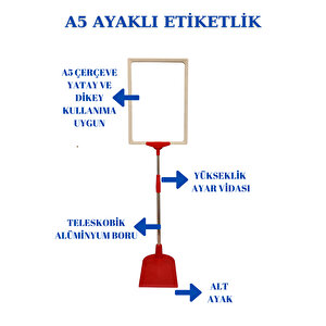 2 Adet Kırmızı Beyaz A5 Ayaklı Fiyat Etiketi Sepet Etiketi Çerçeveli Fiyat Etiketi Eşek Askılık Etiketi215 Kırmızı