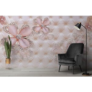Çiçek Temalı 3d Dekoratif Tekstil Kumaş Duvar Kağıdı 290x180 cm
