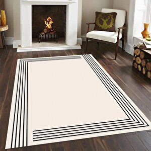 Krem Renk Halı, Dekoratif Salon Halısı, Kaymaz Yıkanabilir Halı, Mutfak Halısı Yolluk 130x180 cm