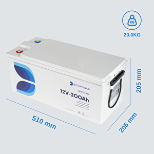 Lityum Akü-12V 200Ah Lityum Solar Akü LiFePO4 Bluetooth Özellikli
