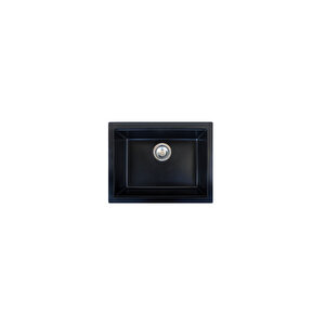 I I Granit Eviye Siyah Tek Göz Tezgah Altı Mutfak Evyesi 55x45cm (vx-a55)
