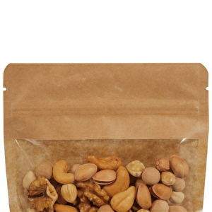 20 Cm X 30 Cm + 5 Cm -100 Adet Kraft Geniş Pencereli Doypack
