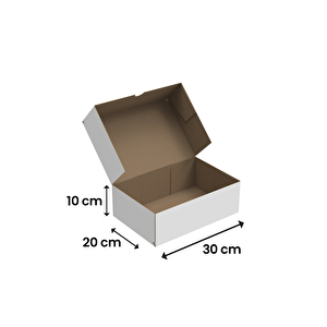 30x20x10 - Beyaz Kesimli Karton Kutu - Internet Ve Kargo Kutusu - 25 Adet 25 Adet