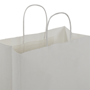 29x15x29-100 Adet Burgu Saplı Beyaz Kraft Çanta 100 Adet