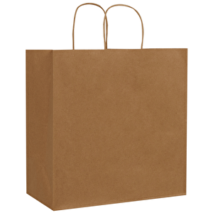 29x15x29-500 Adet Burgu Saplı Kraft Çanta 500 Adet