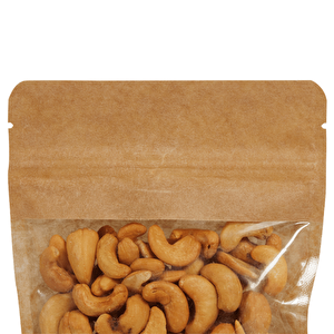 13 Cm X 22,5 Cm 3,5 Cm -100 Adet Kraft Geniş Pencereli Doypack