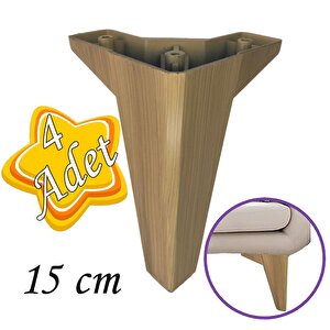 4 Adet Serdivan 15 Cm Açık Ceviz Lüx Mobilya Kanepe Sehpa Ünite Koltuk Ayağı Baza Ayak
