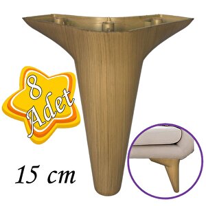 8 Adet Zelve 15 Cm Açık Ceviz  Lüx Mobilya Kanepe Sehpa Ünite Koltuk Ayağı Baza Ayak