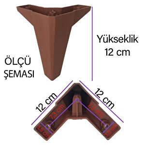 8 Adet Serdivan 12 Cm Ceviz Ahşap Desenli Lüx Mobilya Kanepe Sehpa Ünite Koltuk Ayağı Baza Ayak