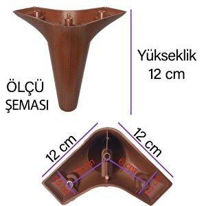 4 Adet Zelve 12 Cm Ceviz Ahşap Desenli Lüx Mobilya Kanepe Sehpa Ünite Koltuk Ayağı Baza Ayak