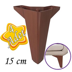 4 Adet Serdivan 15 Cm Ceviz Ahşap Desenli Lüx Mobilya Kanepe Sehpa Ünite Koltuk Ayağı Baza Ayak
