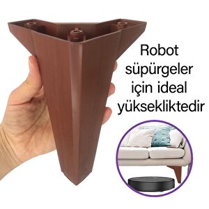 4 Adet Serdivan 15 Cm Ceviz Ahşap Desenli Lüx Mobilya Kanepe Sehpa Ünite Koltuk Ayağı Baza Ayak