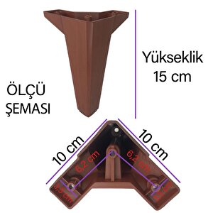 4 Adet Serdivan 15 Cm Ceviz Ahşap Desenli Lüx Mobilya Kanepe Sehpa Ünite Koltuk Ayağı Baza Ayak
