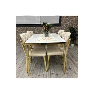 Akuamari̇n 80-120 Ck Gold Mutfak Masası Takımları , 4 Kişilik Mutfak Masası Takımı