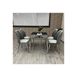 Rodoni̇t 80-120 Ck Gümüş 4 Kişilik Mutfak Masası Takımı