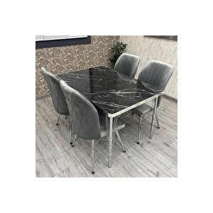 Rodoni̇t 80-120 Ck Gümüş 4 Kişilik Mutfak Masası Takımı
