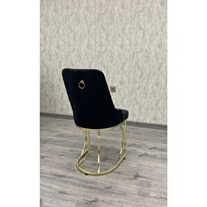 Mutfak Masası Takımı, Salon Takımı 6 Kişilik Mutfak Masası Takımı, Siyah Mermer Galaksi Gold