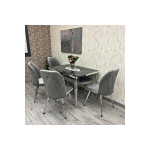 Rodoni̇t 80-120 Ck Gümüş 6 Kişilik Mutfak Masası Takımı Bechli