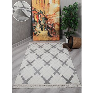 Dekoratif Bergama Serisi Salon Oturma Odası Mutfak Kesme Yolluk Makine Halısı 9804a 80x150 cm
