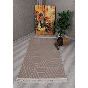 Dekoratif Bergama Serisi Salon Oturma Odası Mutfak Kesme Yolluk Makine Halısı 9802a 80x150 cm