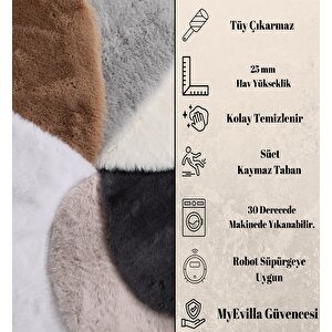 Dekoratif Tavşan Tüyü Ultra Yumuşak Peluş Kaymaz Halı Yolluk