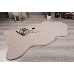 Tavşan Tüyü Dekoratif Ultra Yumuşak Post Peluş Kaymaz Halı Vizon 100x150 cm