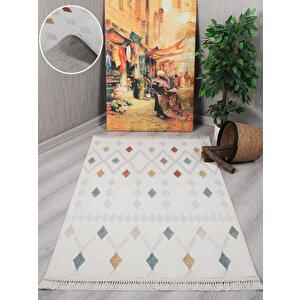Dekoratif Bergama Serisi Salon Oturma Odası Mutfak Kesme Yolluk Makine Halısı 9803a 80x300 cm