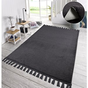 Modern Dekoratif Puffy Peluş Püskül Saçaklı Halı Yolluk 120x150 cm