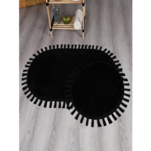 Modern Dekoratif Peluş Puffy Püskül Saçaklı Klozet Takımı 60x100 60x100 cm