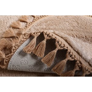 Modern Dekoratif Örgü Saçaklı Puffy Peluş Halı Yolluk 100x300 cm