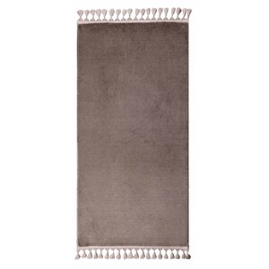 Modern Dekoratif Örgü Saçaklı Puffy Peluş Halı Yolluk 100x100 cm