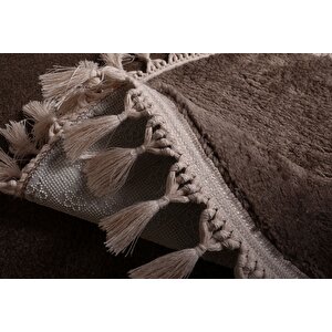 Modern Dekoratif Örgü Saçaklı Puffy Peluş Halı Yolluk 60x100 cm