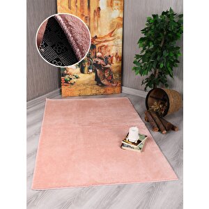 Modern Dekoratif Kaymaz Taban Simirna  Halı Yolluk Pembe